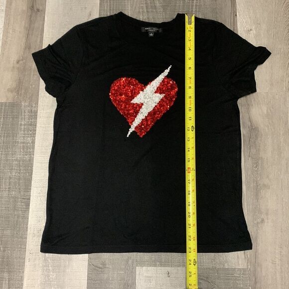 ROMEO+Juliet couture sequined heart bolt design black tshirt women’s sz small - Picture 8 of 10